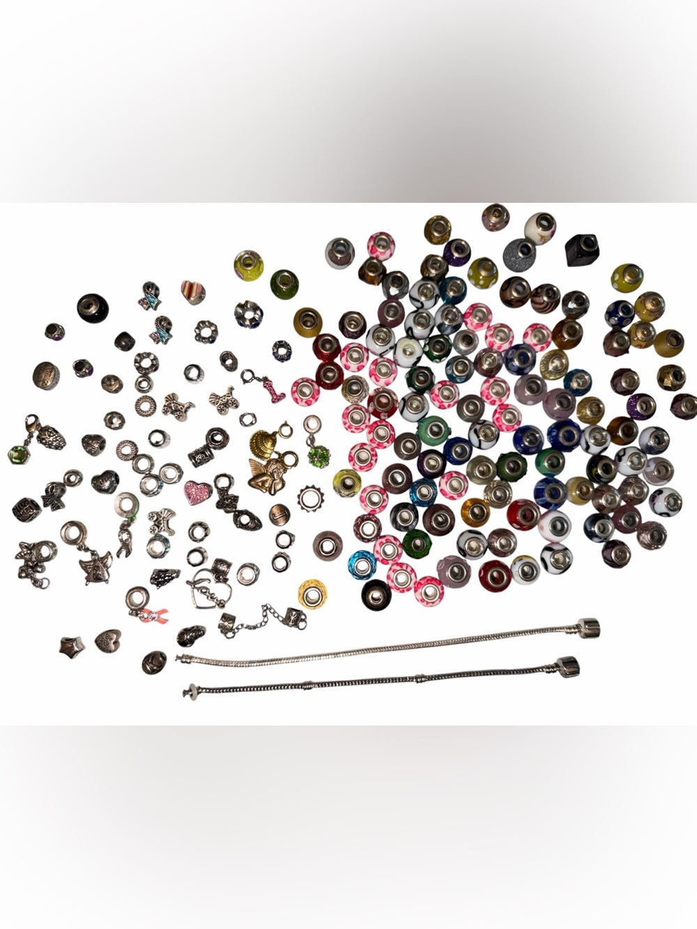 Mixed Charm Beads and Silver Chains